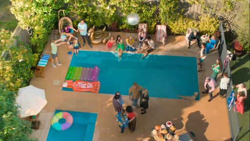 Aerial view of pool party